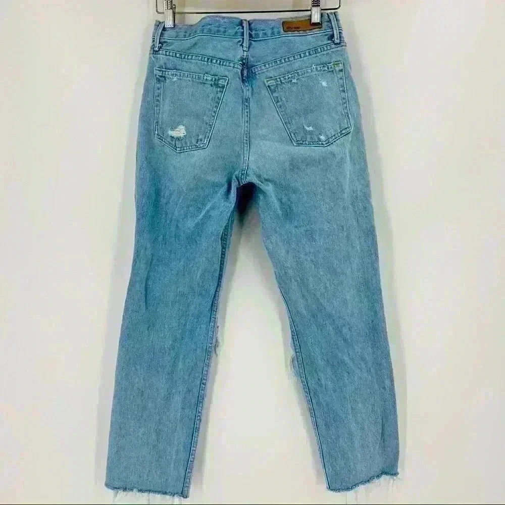 Grlfrnd Helena Straight Jeans Women's‎ 25 Blue High Rise Button Fly Distressed - Picture 4 of 14